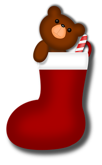Christmas Stockingwith Teddy Bear PNG