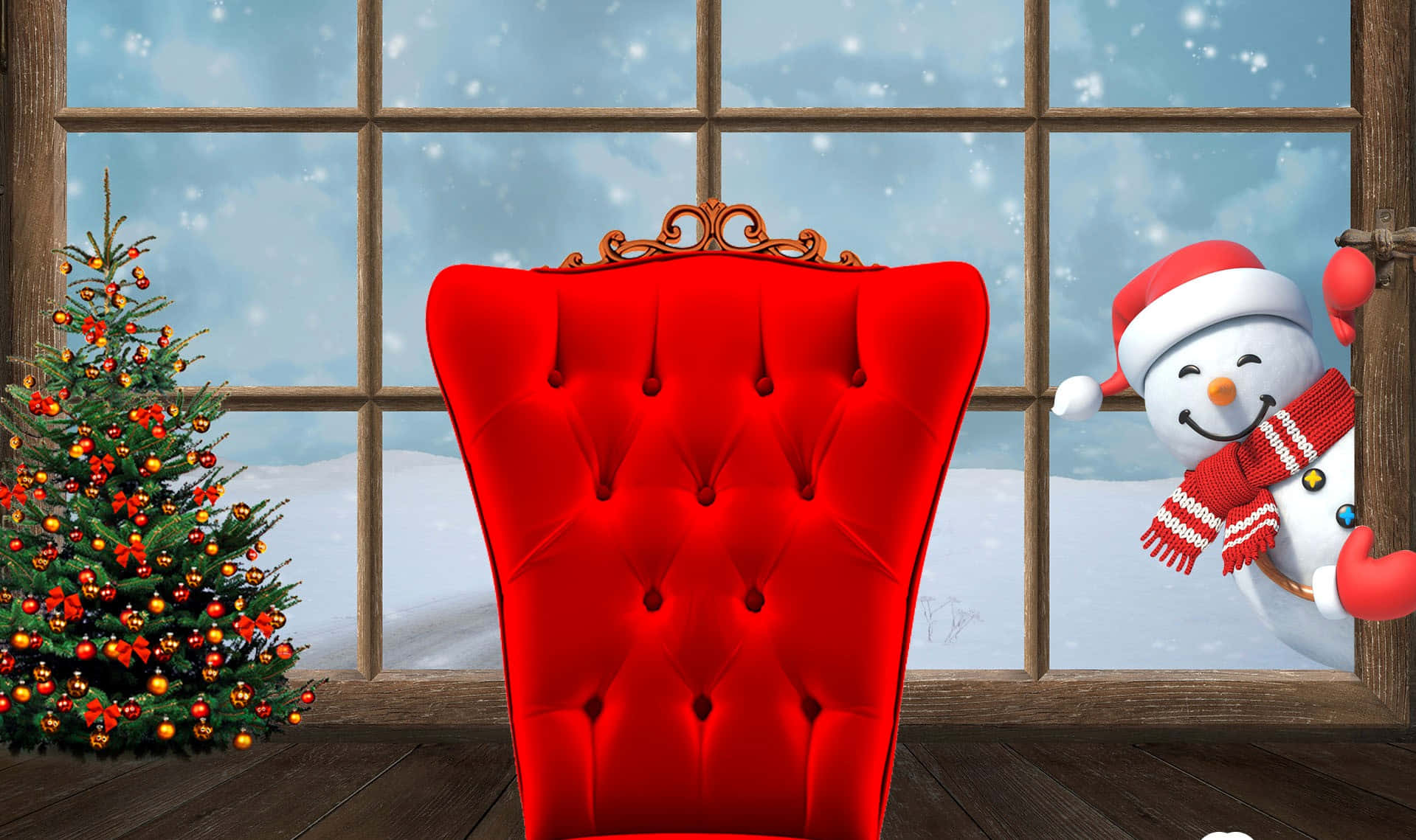 Red Elegant Chair Digital Art Christmas Teams Background