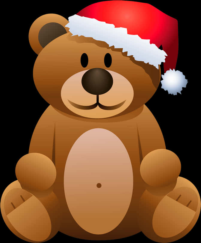 Christmas Teddy Bear Santa Hat PNG