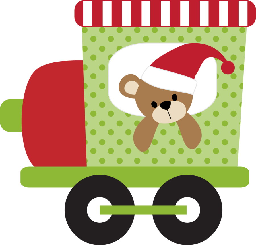 Christmas Teddy Bear Train Cartoon PNG