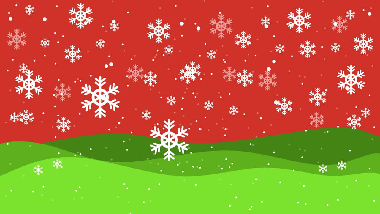 Christmas Theme Background Snowflakes On Hill