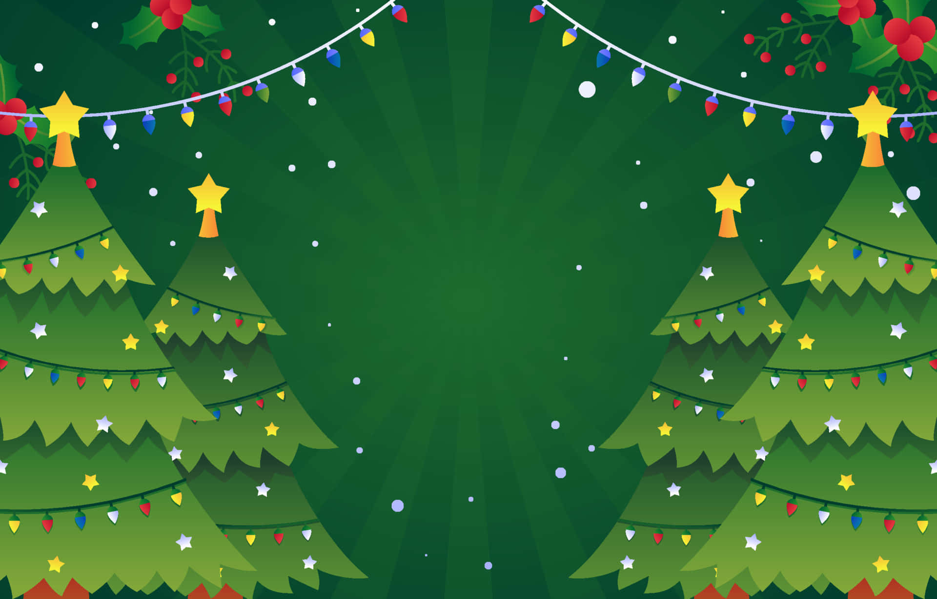Green Christmas Theme Background Christmas Trees And Lights