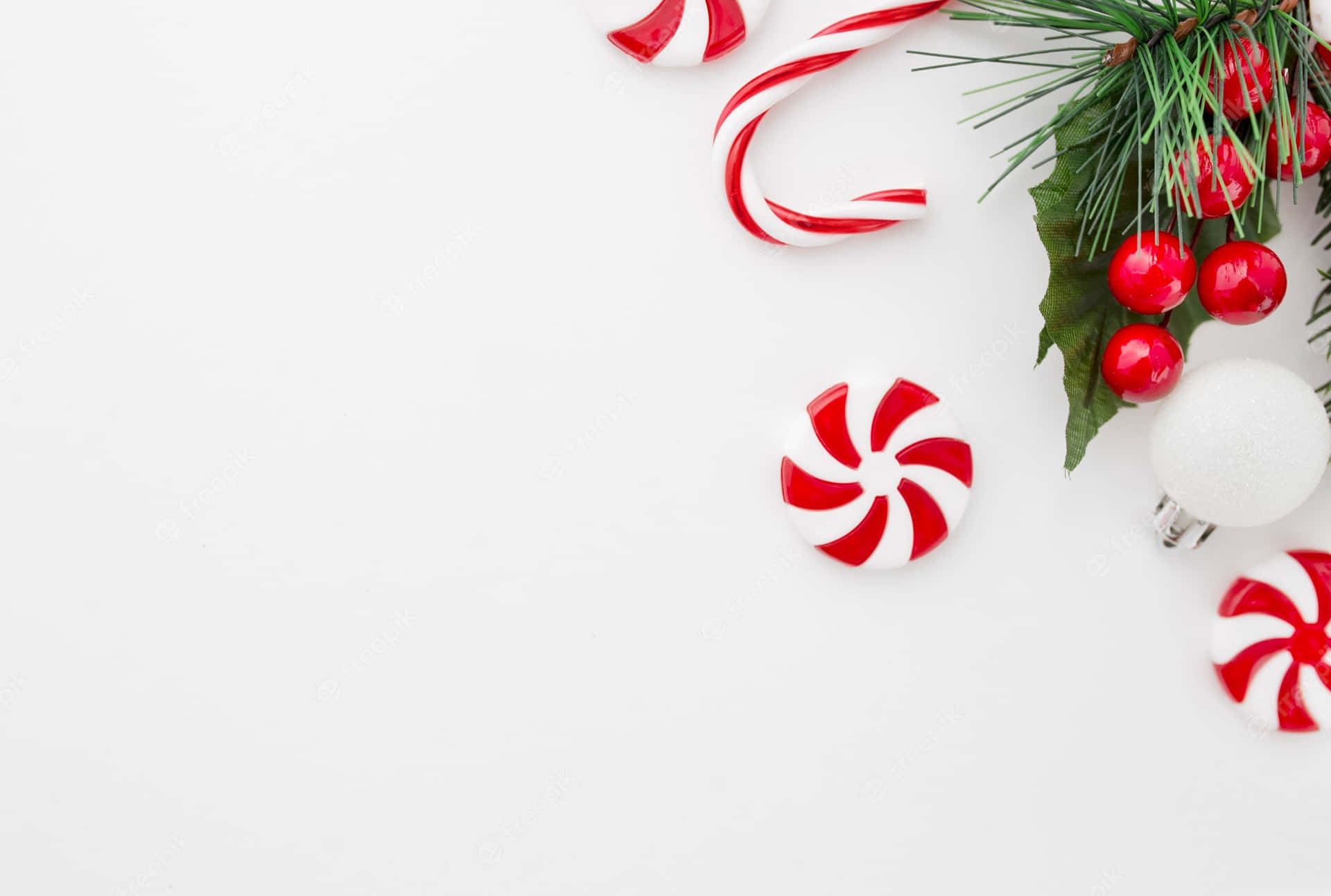 Candy Canes And Peppermints Christmas Theme Background