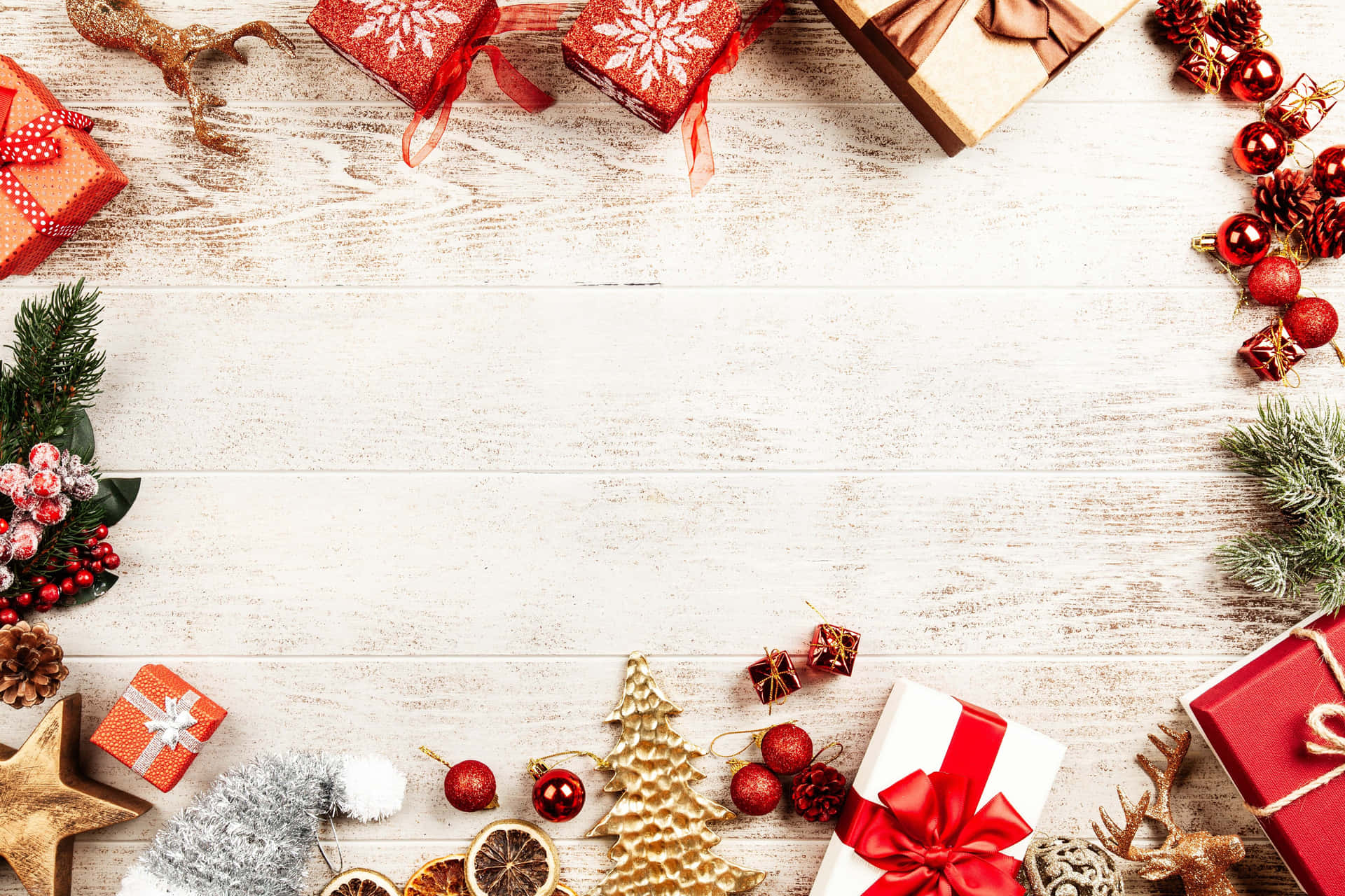 Red And Gold Christmas Theme Background