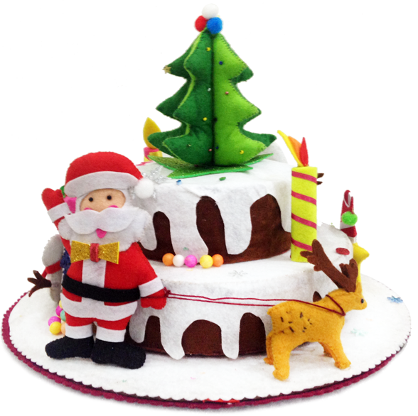 Christmas Themed Cakewith Santaand Reindeer PNG