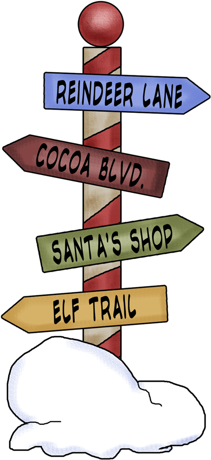Christmas Themed Directional Signpost PNG