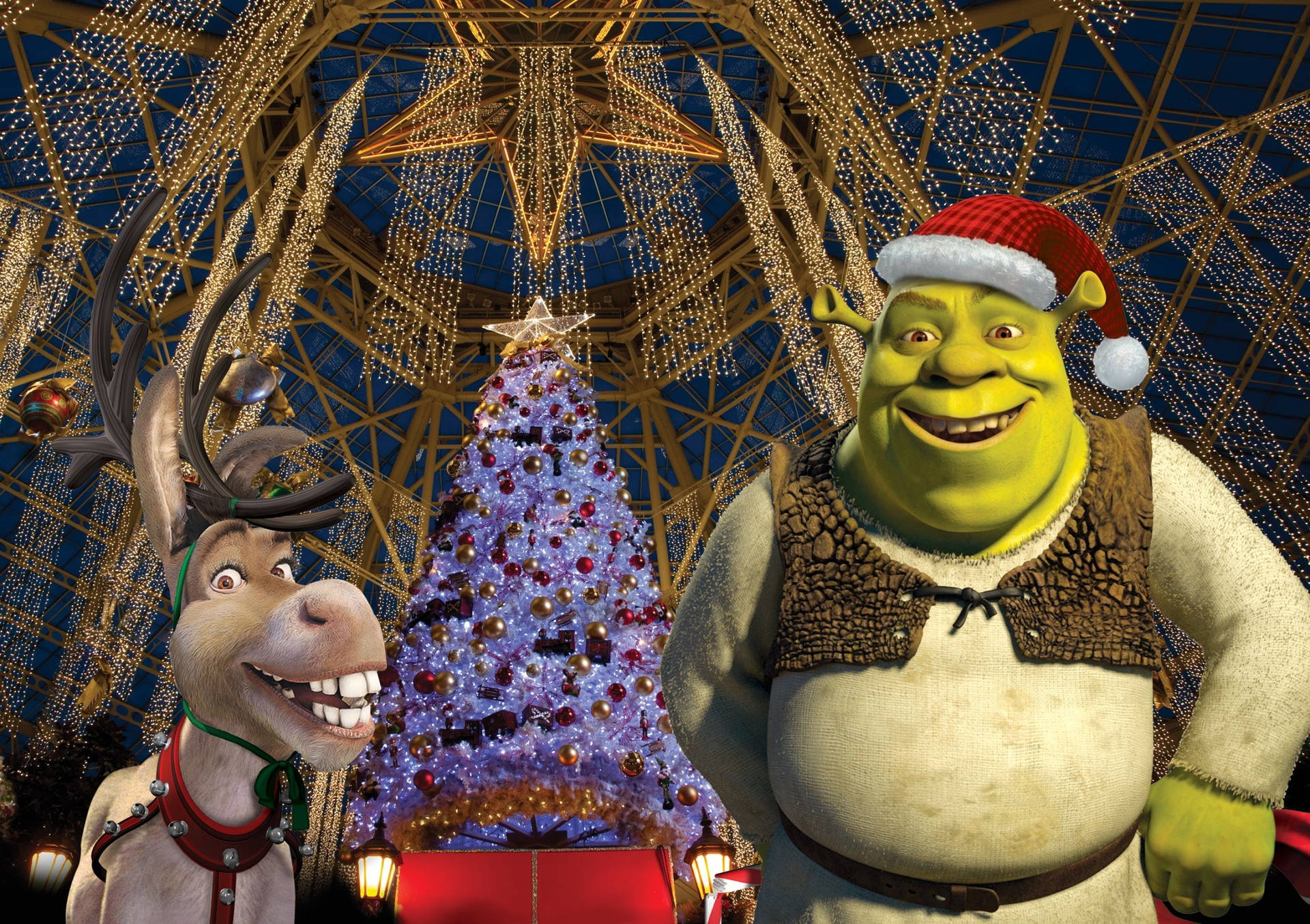 Christmas-themed Shrek Pc Background