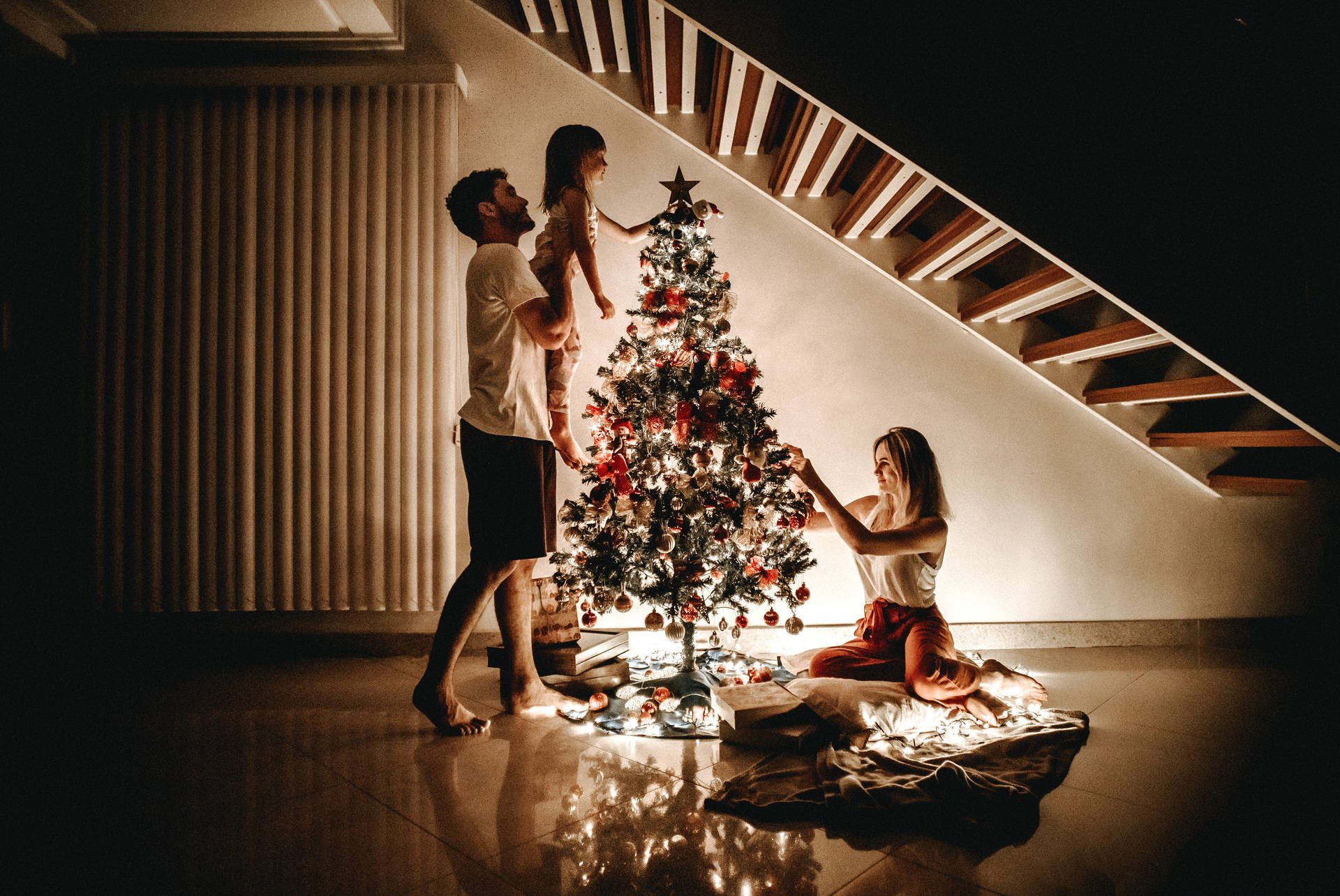 Christmas Tree And Family