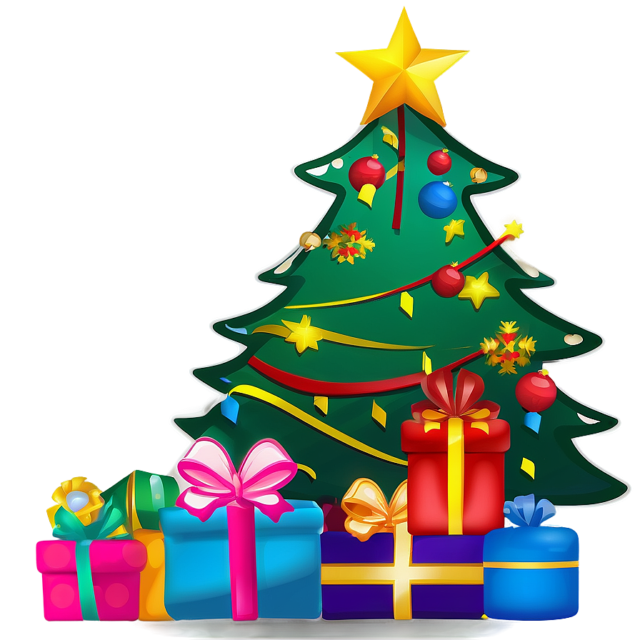 Christmas Tree And Presents Outline Png 97 PNG