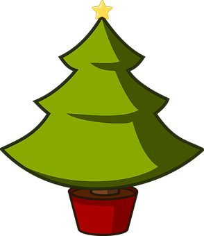 Christmas Tree Cartoon Star Topper PNG