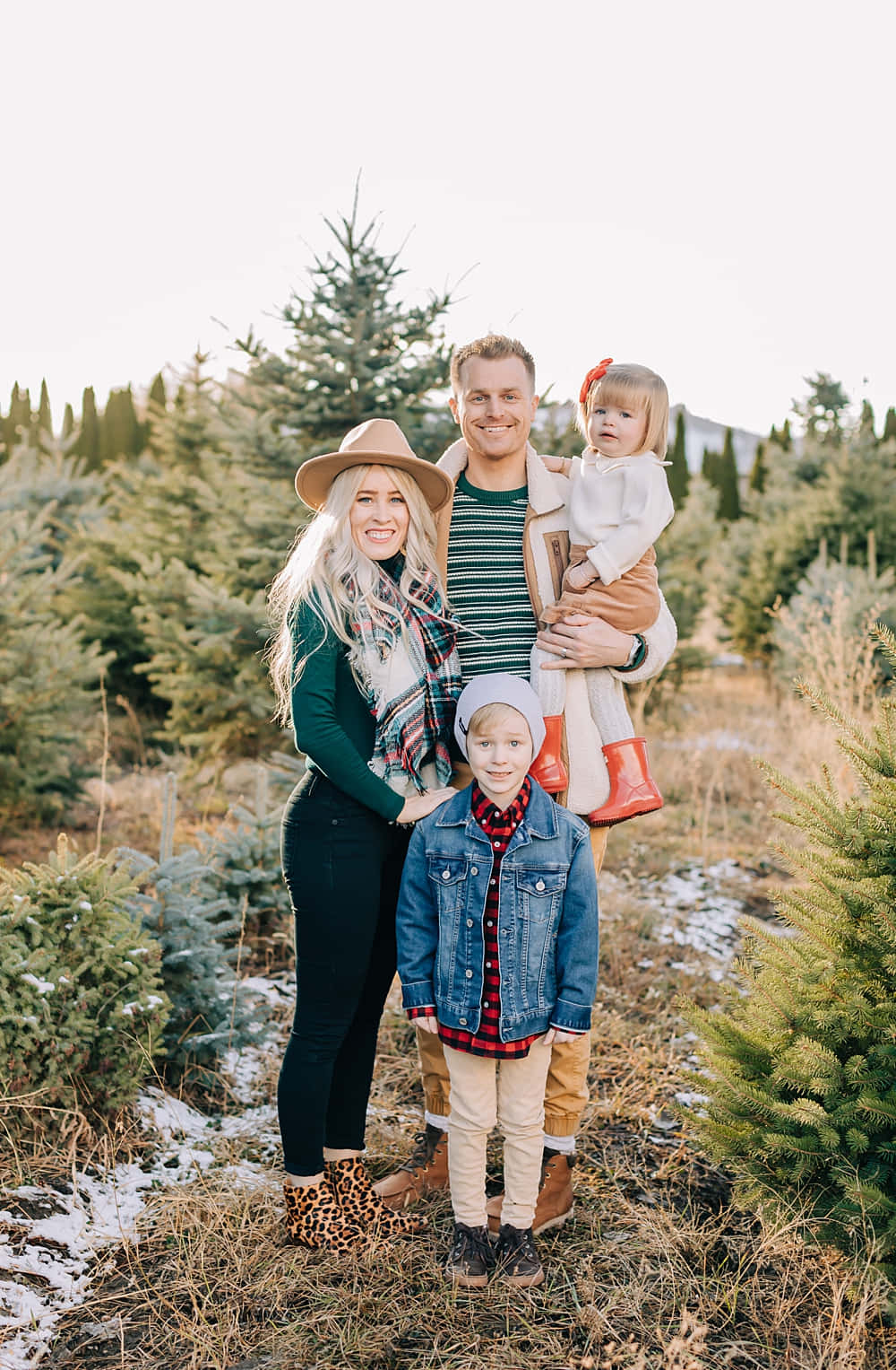Familienbilderauf Dem Weihnachtsbaum-bauernhof