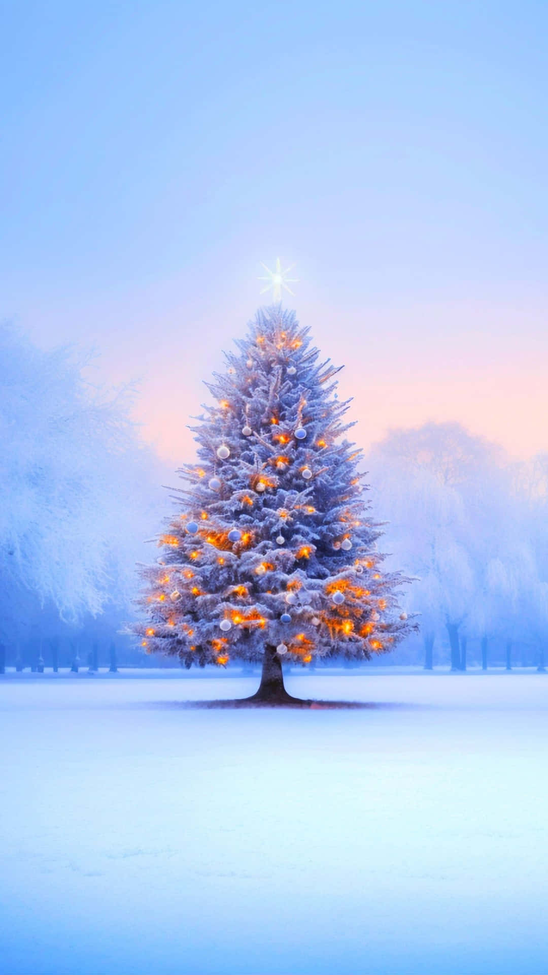 Christmas Tree In Snow Wallpaper