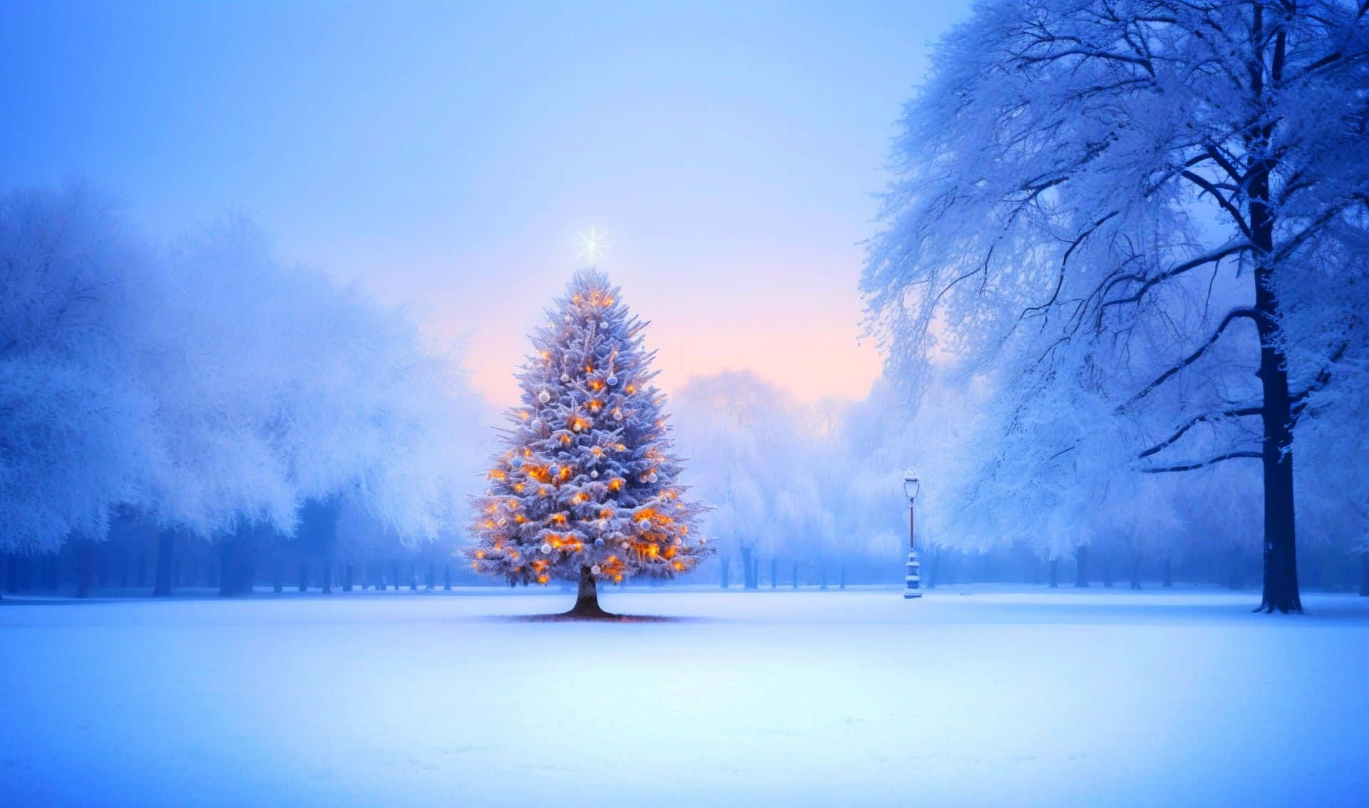 Christmas Tree In Snow Wallpaper