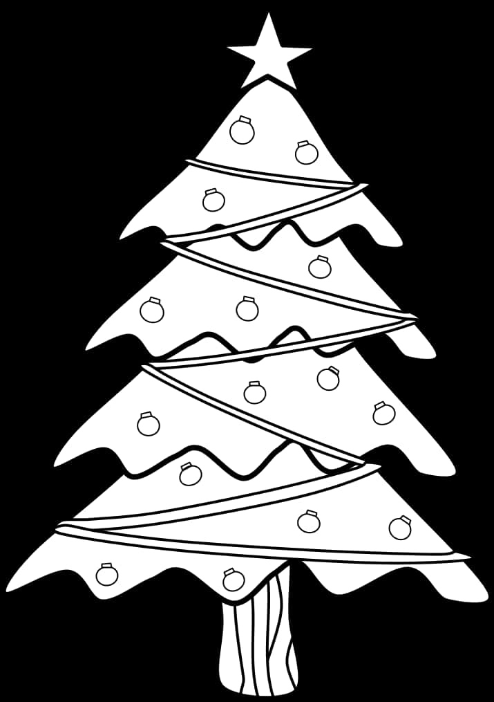 Christmas Tree Line Art PNG
