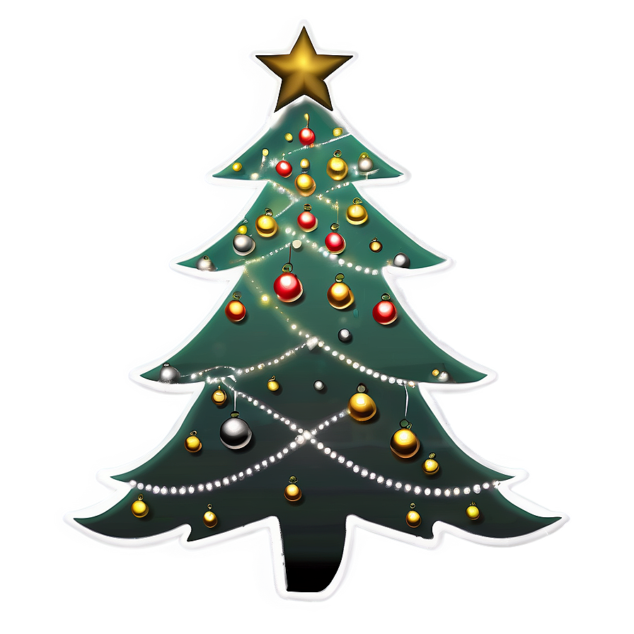 Christmas Tree Outline With Ornaments Png 42 PNG