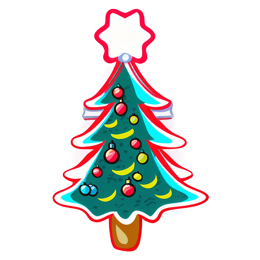 Christmas Tree Outline With Ornaments Png Erb6 PNG