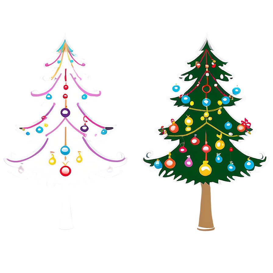 Christmas Tree Outline With Ornaments Png Pog9 PNG