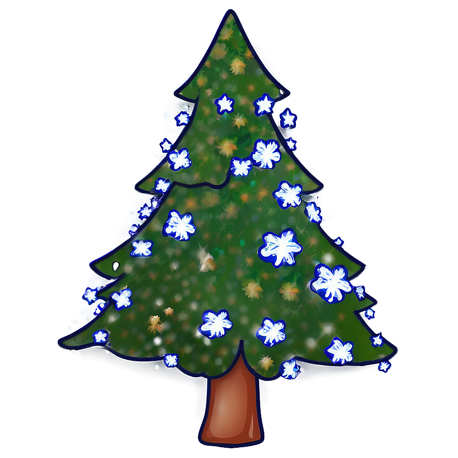 Christmas Tree Outline With Snowflakes Png 06132024 PNG