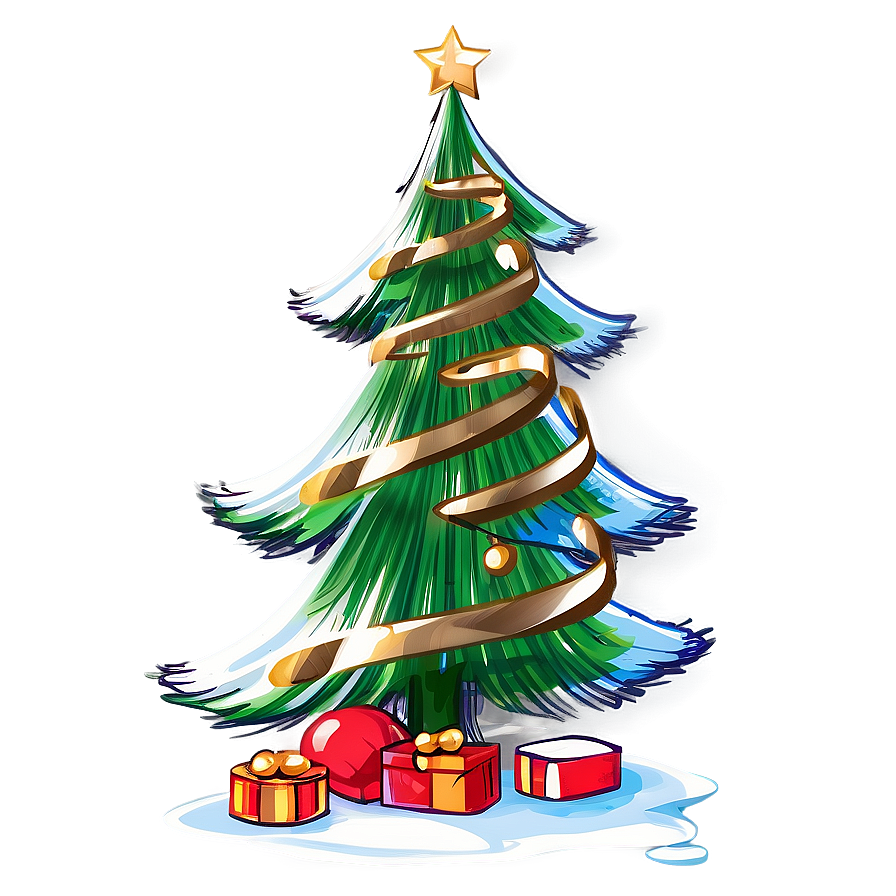 Christmas Tree Sketch Png 04292024 PNG