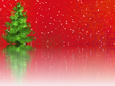 Christmas_ Tree_ Snowfall_ Red_ Background.jpg PNG