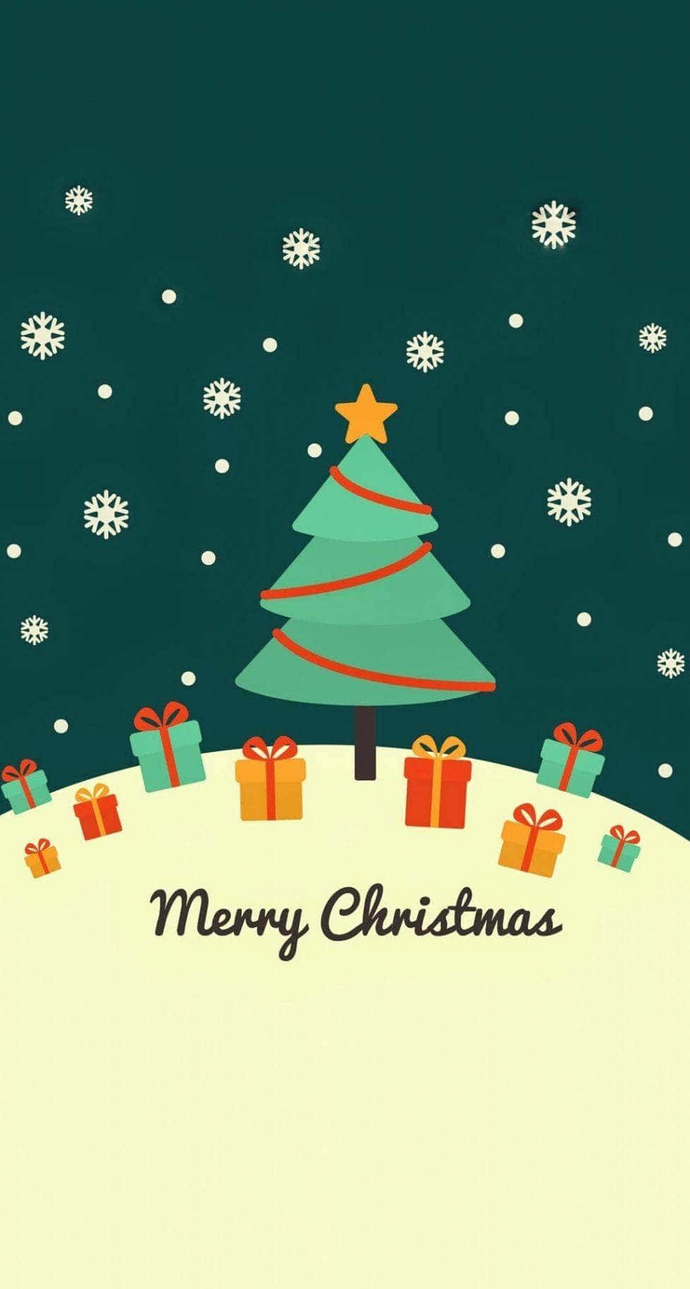 Christmas Tree Snowflakes Greeting Design Wallpaper