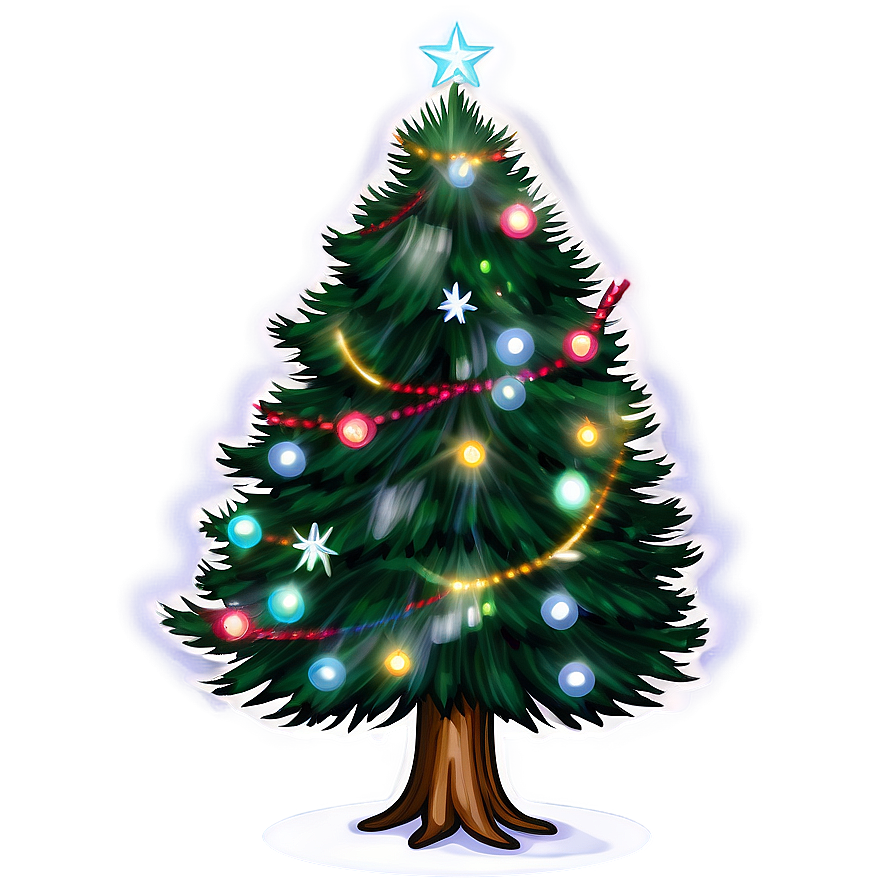 Christmas Tree With Lights Outline Png Ygn70 PNG