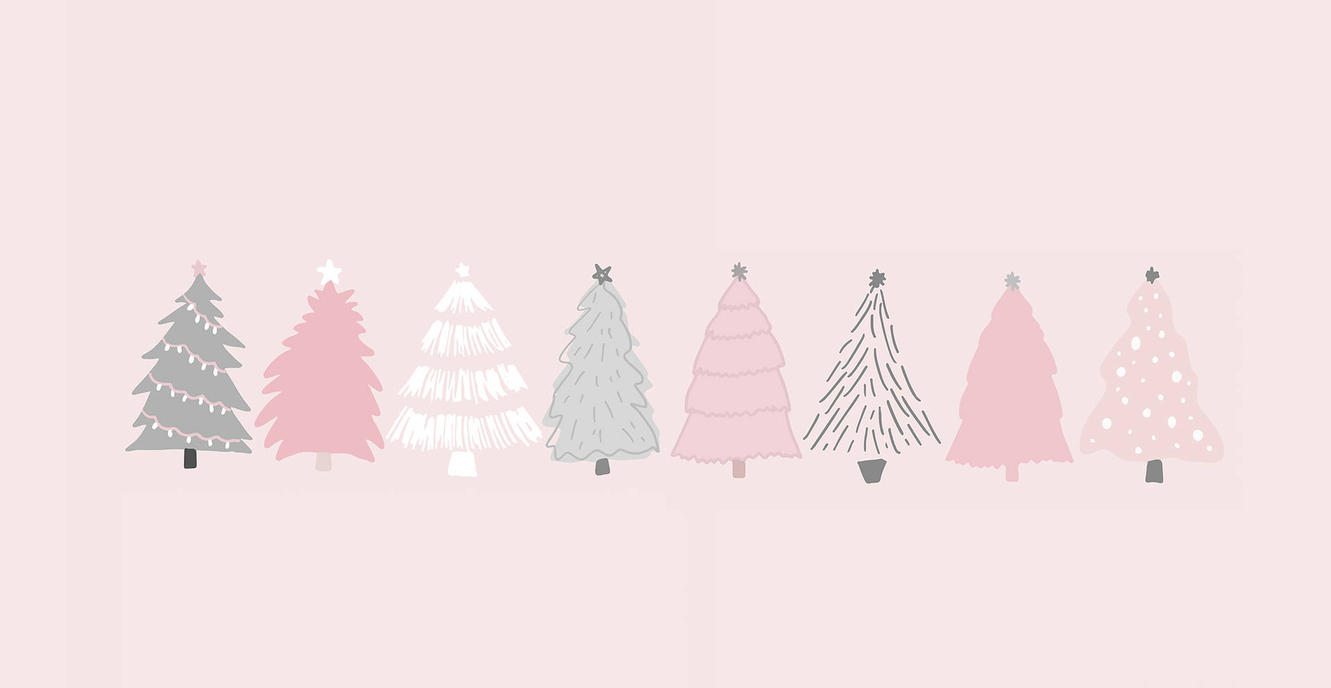 Christmas Trees Art Aesthetic Desktop Wallpaper