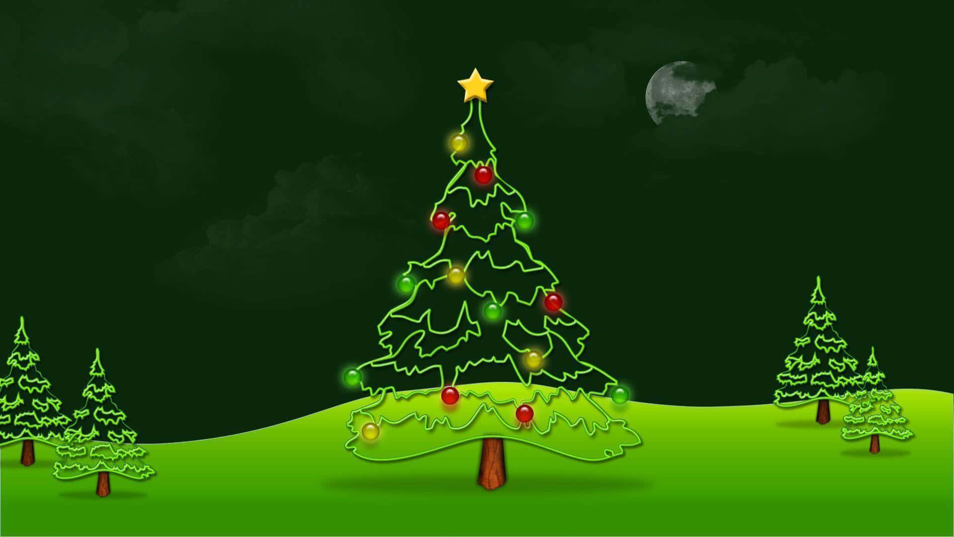 Christmas Trees Green Art Picture