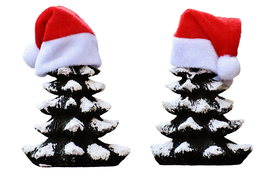 Christmas Treeswith Santa Hats PNG
