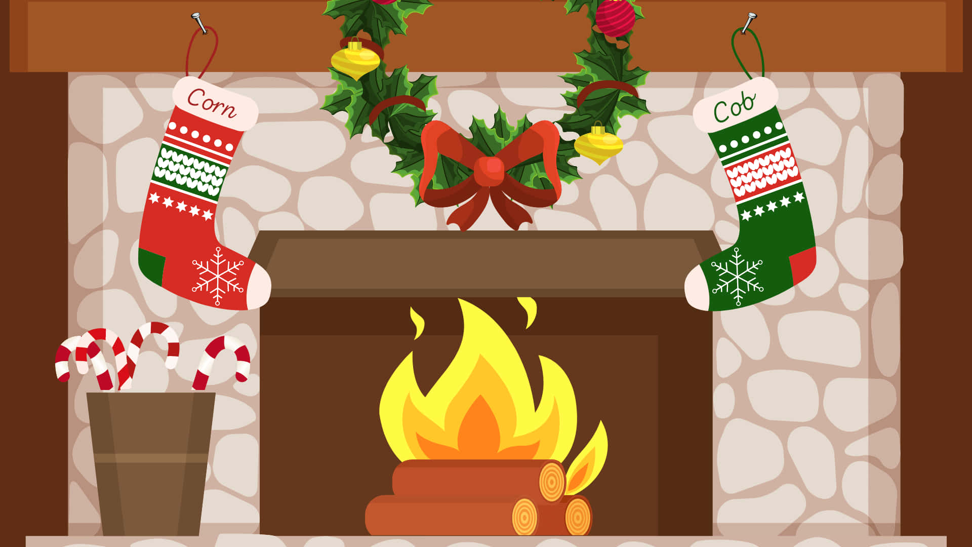Christmas Vacation Zoom Background Fireplace