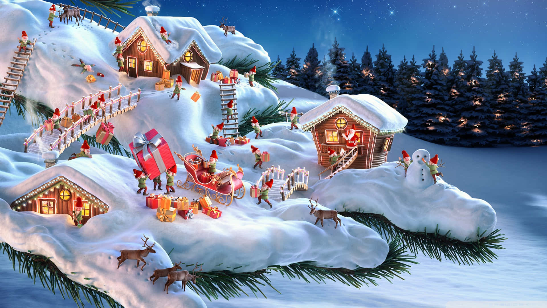 ¡bienvenidoa Christmas Village - Un Lugar Mágico Para Experimentar La Alegría De La Temporada Navideña! Fondo de pantalla
