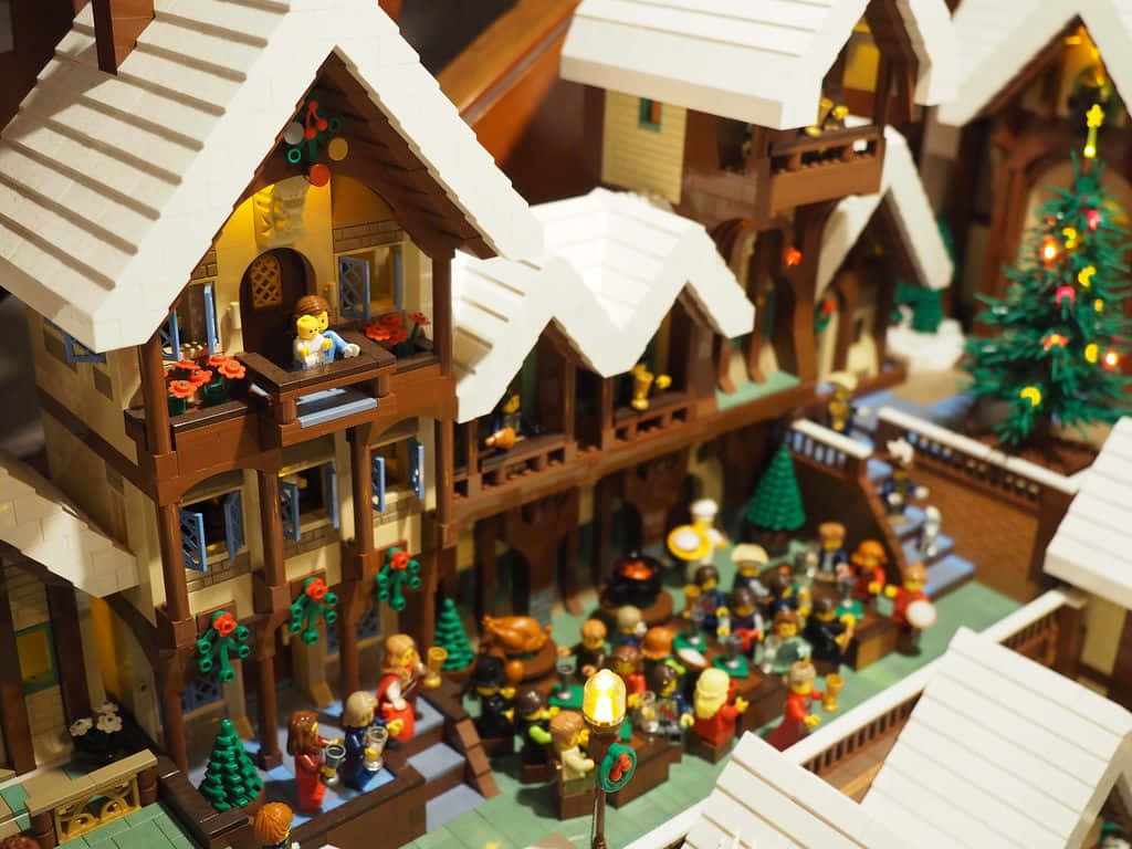 Take in the magical sights of a Bavarian Christmas Village Wallpaper