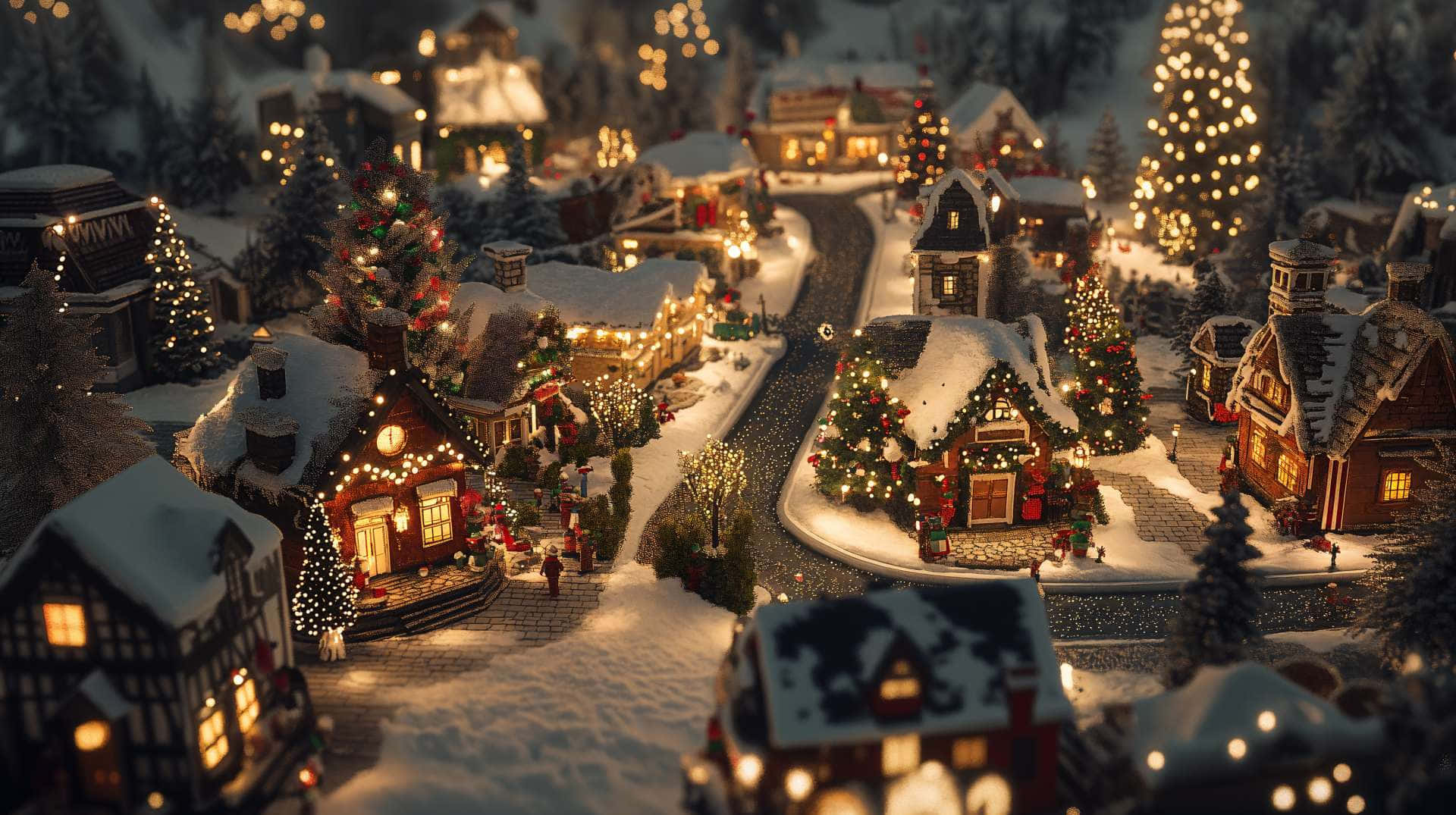 Christmas Village At Night Wallpaper