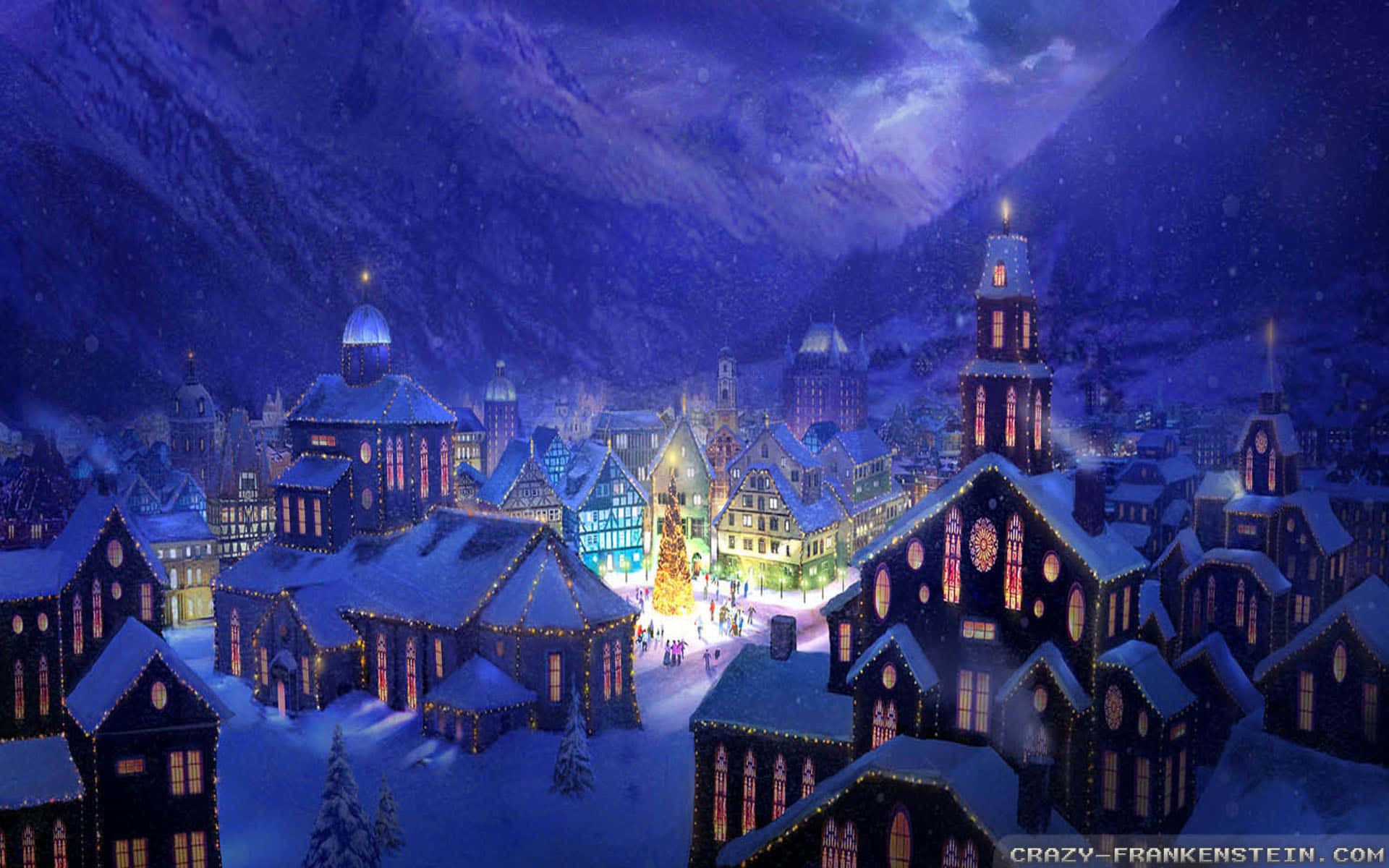 Explore the Magical Christmas Village Wallpaper