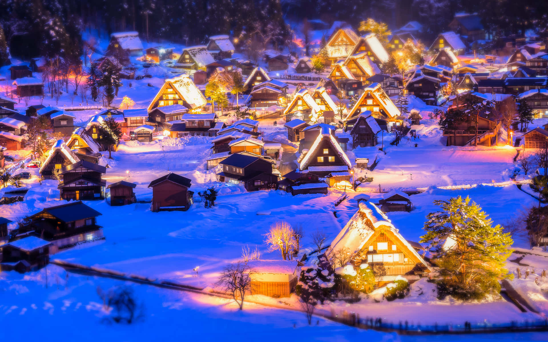 Experience the Magic of a Christmas Village Wallpaper