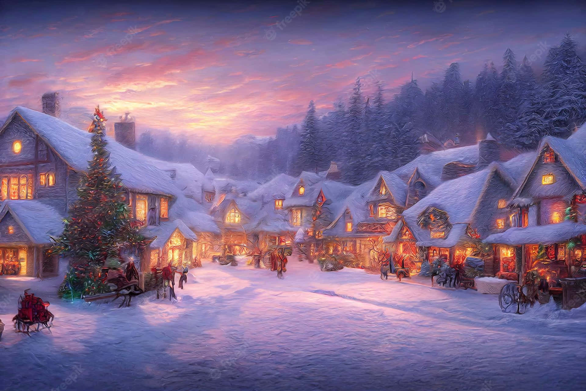 ¡maravíllatecon El Hermoso Pueblo De Navidad! Fondo de pantalla