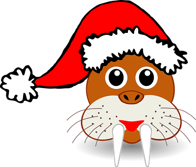 Christmas Walrus Cartoon PNG