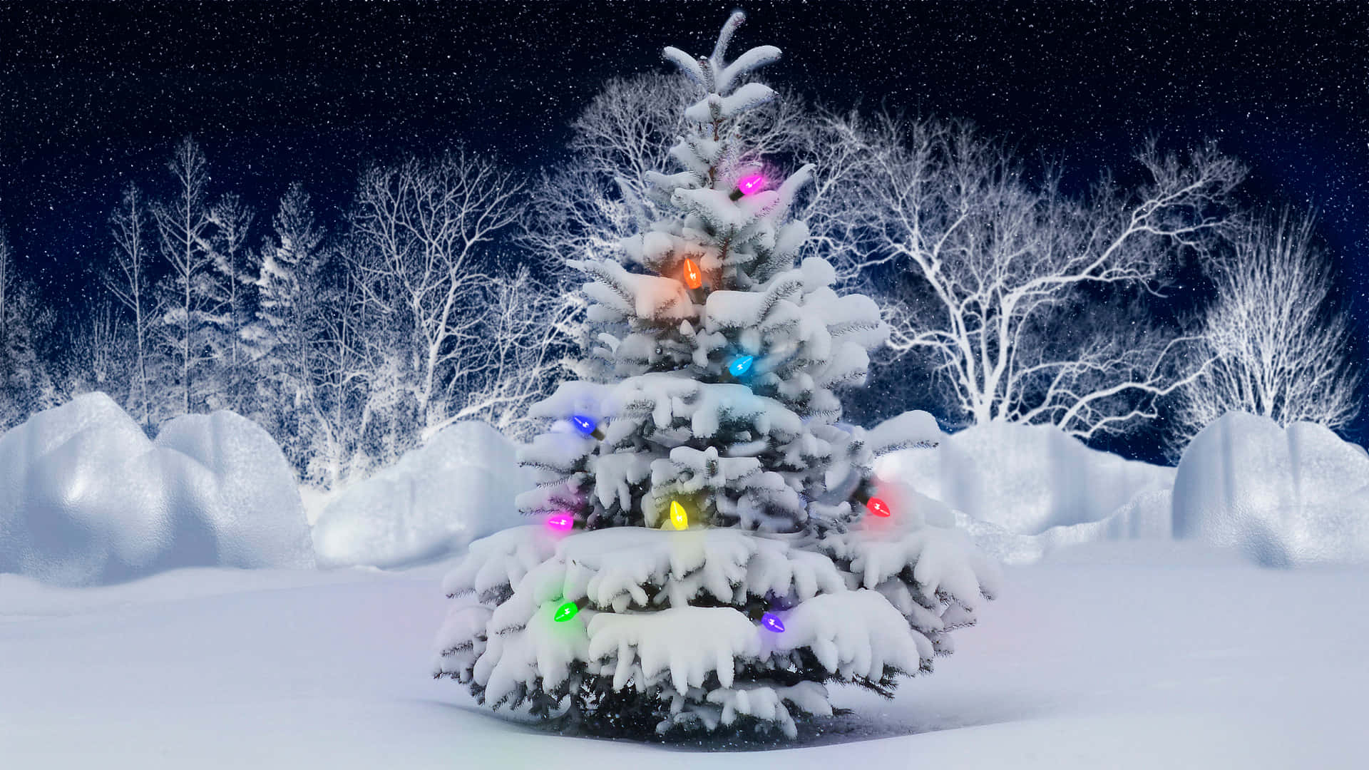 Celebrate the season of joy with this festive Christmas winter scene. Wallpaper