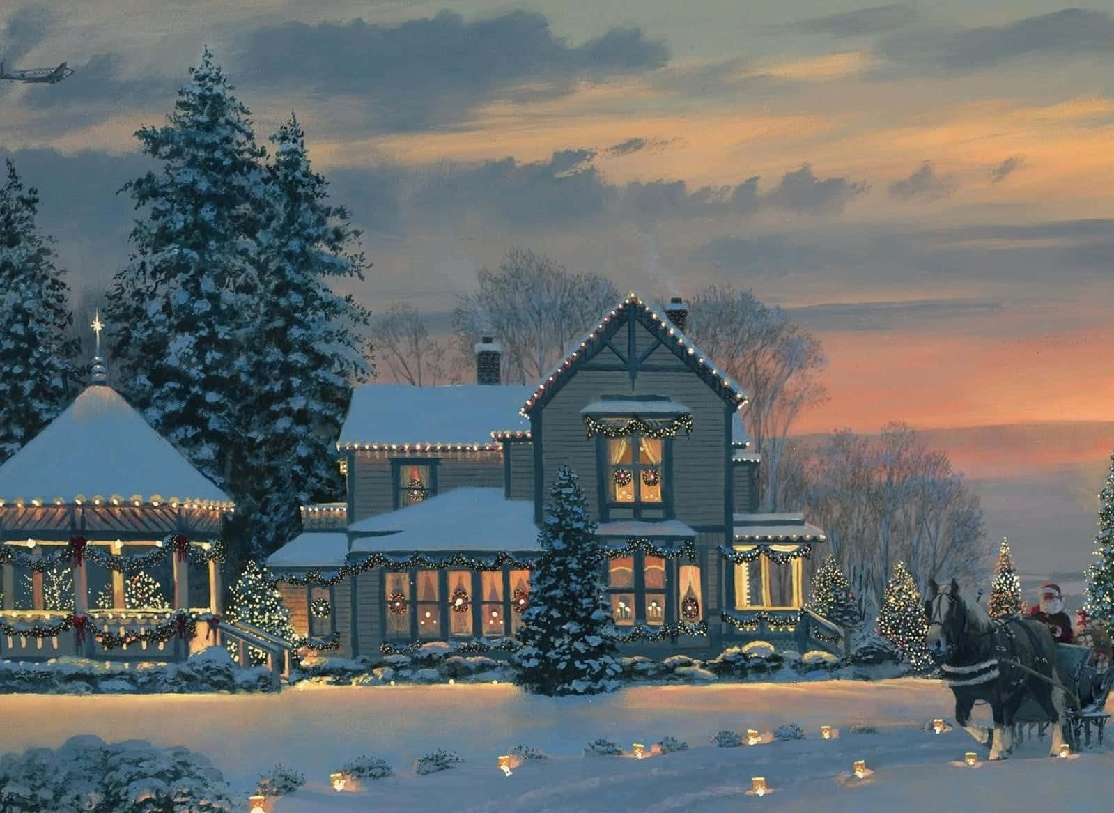 Enchanting Winter Wonderland On Christmas Eve Wallpaper