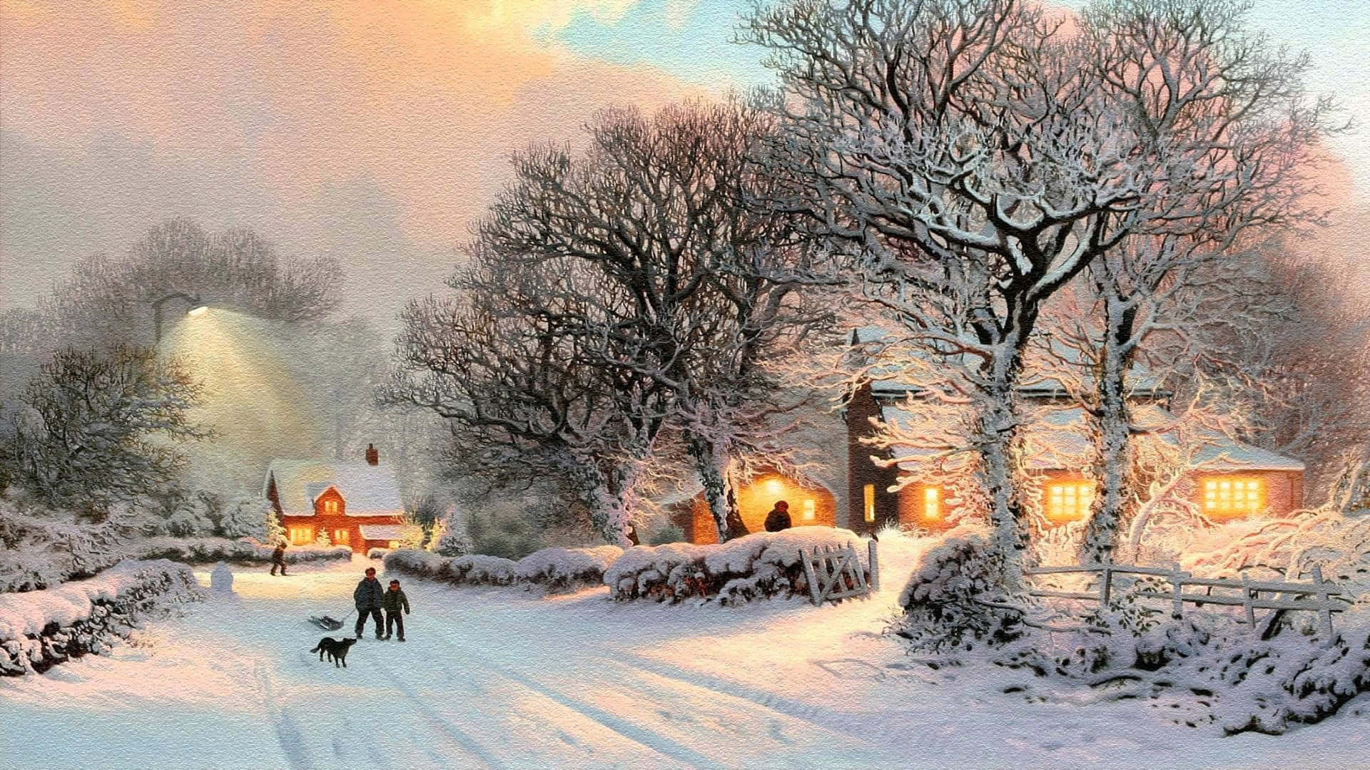 Feiernsie Die Feiertage Im Stil Mit Einer Magischen Weihnachts-winterwunderwelt. Wallpaper