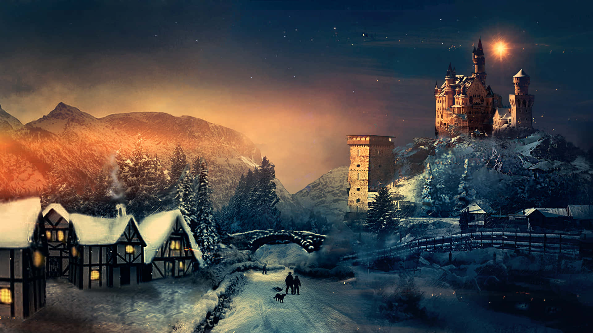 Experience the magic of Christmas in a Winter Wonderland Wallpaper