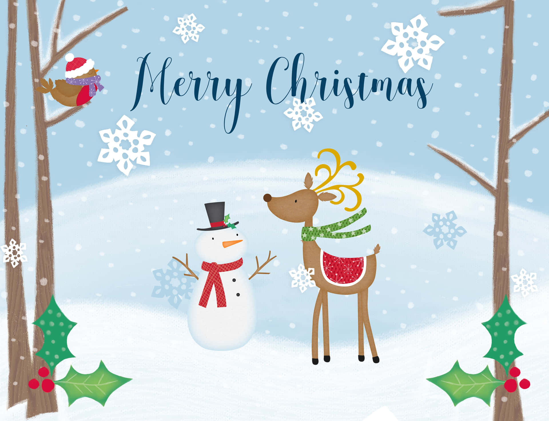 Celebrate the festive season in a magical Christmas Winter Wonderland. Wallpaper
