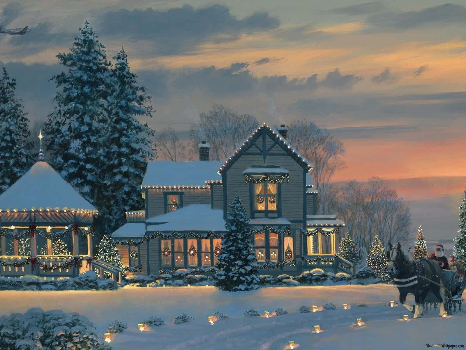 Experience the magic of a winter wonderland this Christmas. Wallpaper