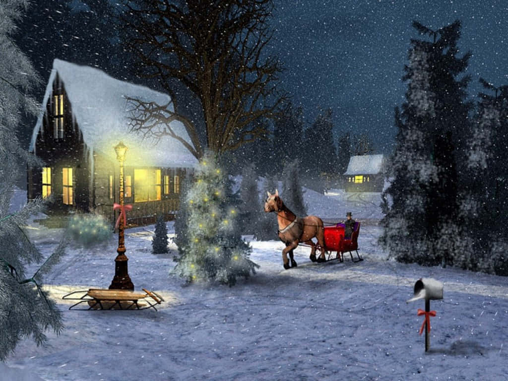 Disfrutadel Acogedor Encanto Del País De Las Maravillas Invernal De Navidad Fondo de pantalla