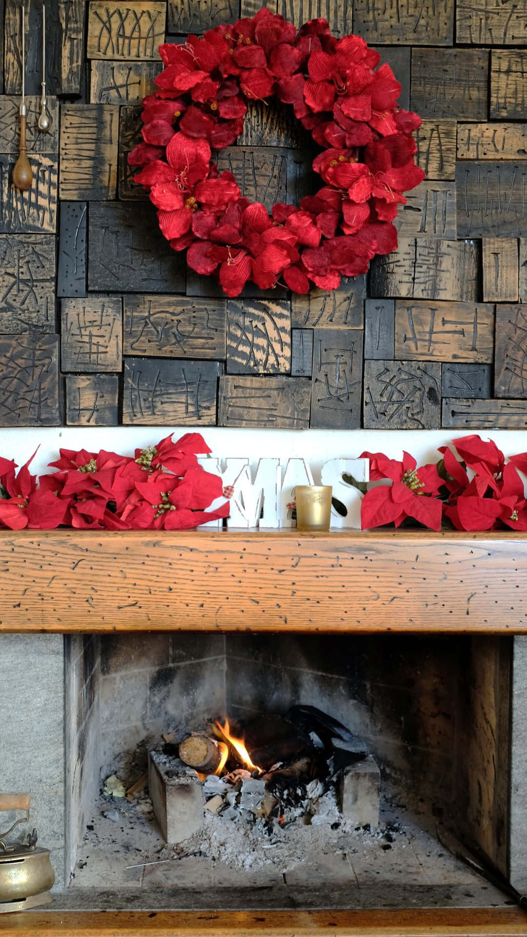 Christmas Wreath Above Fireplace.jpg Wallpaper