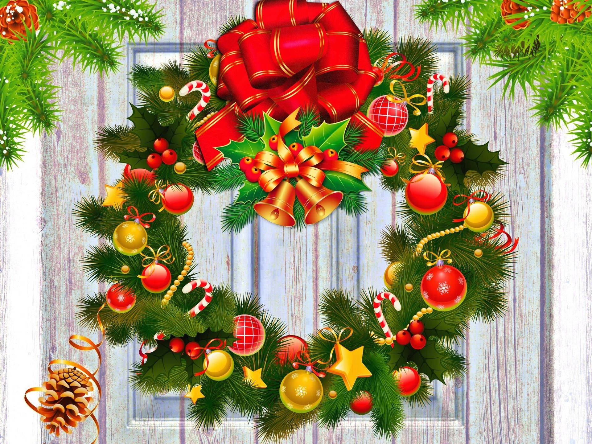 Christmas Wreath Digital Art Wallpaper