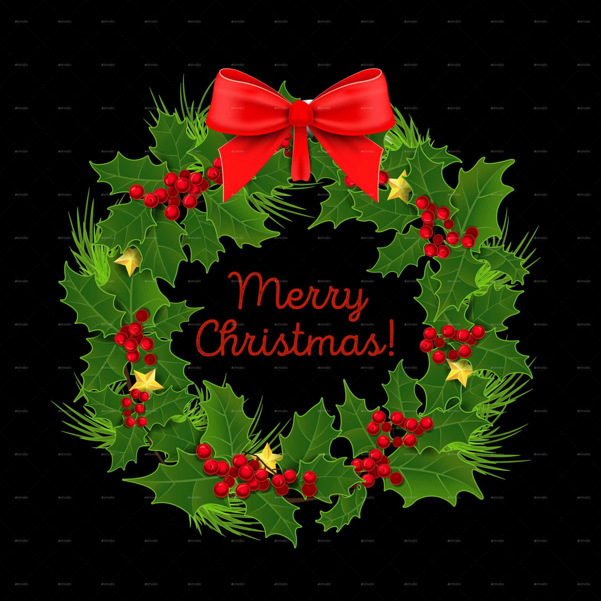 Christmas Wreath Greeting Card PNG