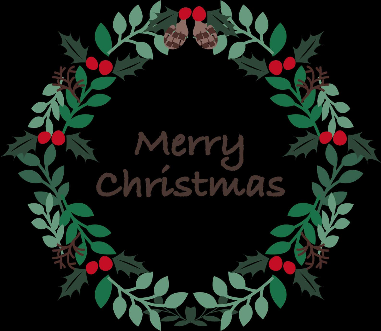Christmas Wreath Greeting Graphic PNG
