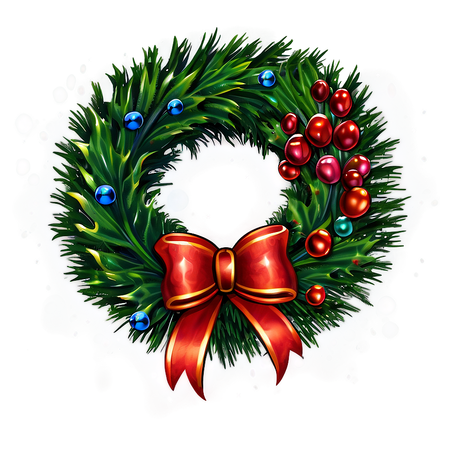 Christmas Wreath Illustration Png 05032024 PNG