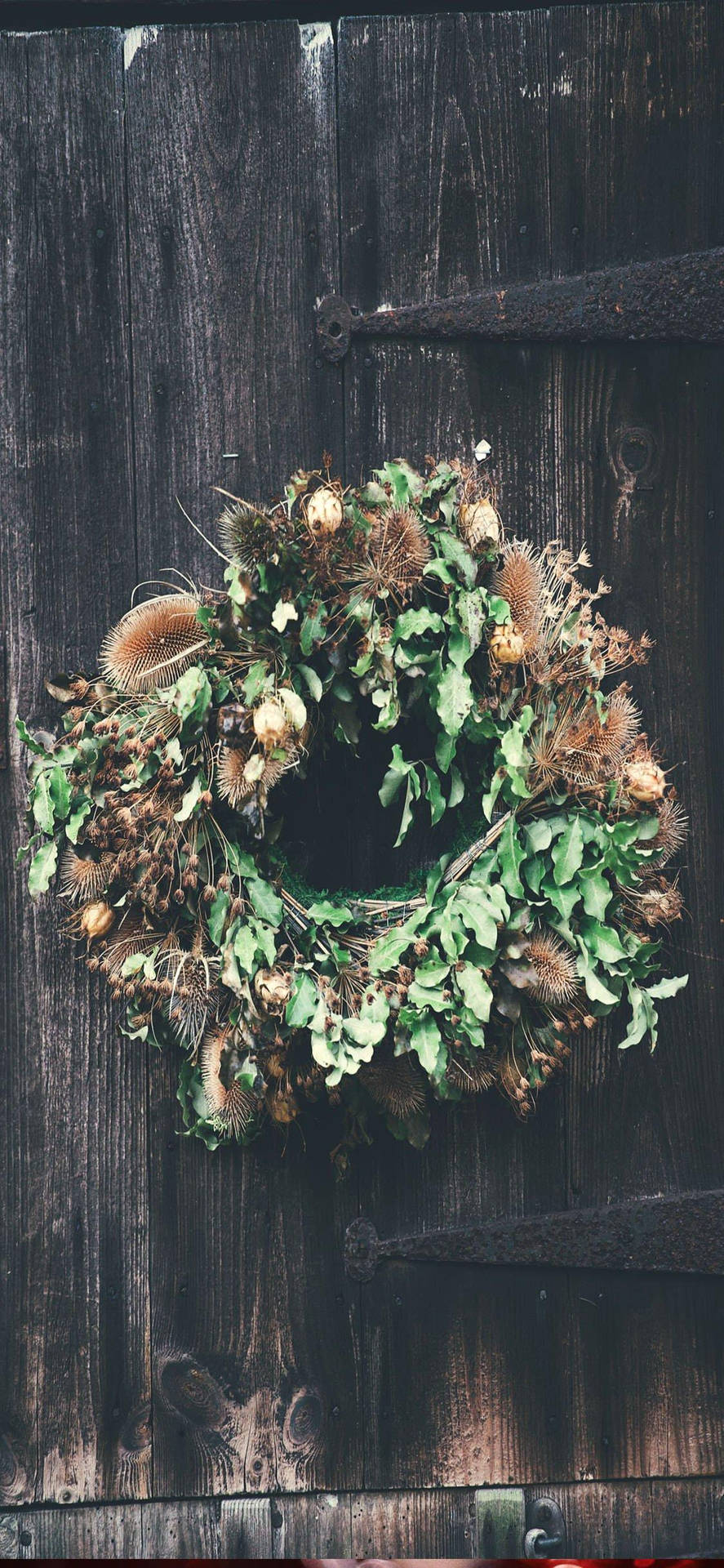 Christmas Wreath With Rustic Design Wallpaper
